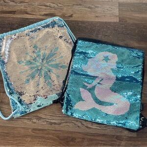 Disney Frozen and mermaid sequined cinch bags